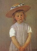 Mary Cassatt The gril wearing the strawhat Spain oil painting reproduction